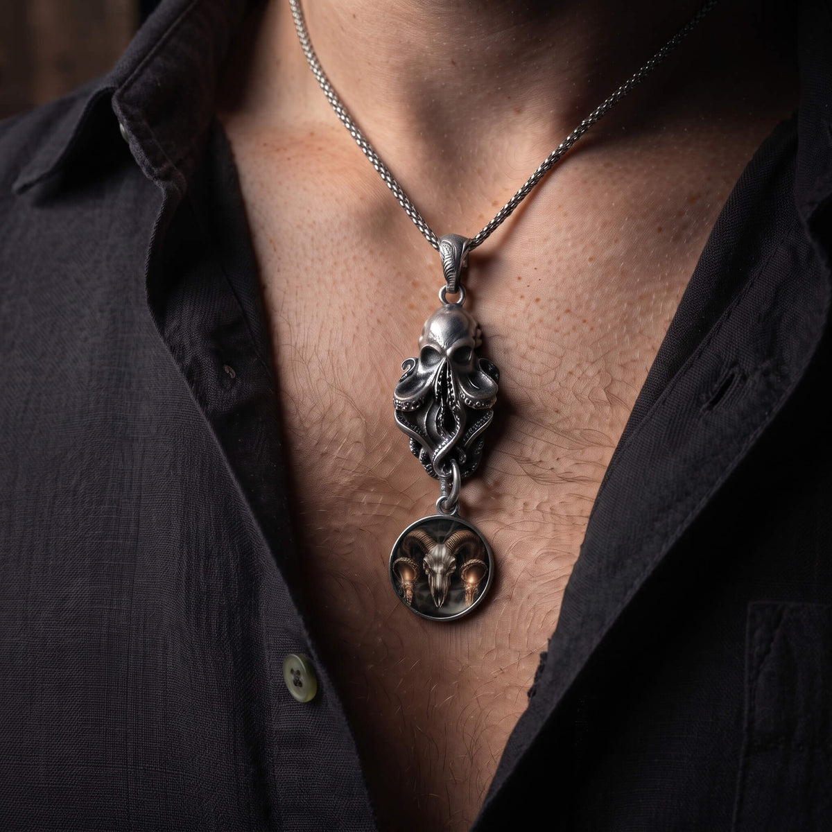 Kette „Kraken-Schädel“ Antik-Silber | MY KLIQ Basis (18mm)